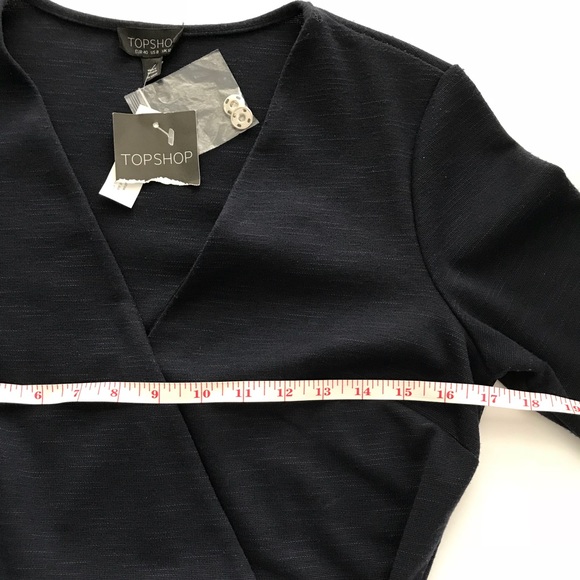 Topshop Mini Wrap Dress Navy Blue - Picture 6 of 8